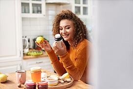 woman holding food